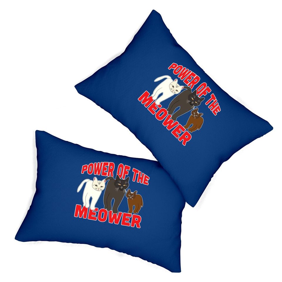 Power Of The Meower Cat Appreciation Hilarious Lumbar Pillow