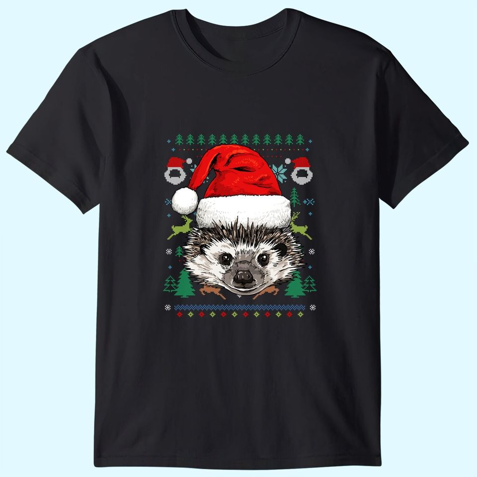 Hedgehog Ugly Christmas Santa T-Shirts