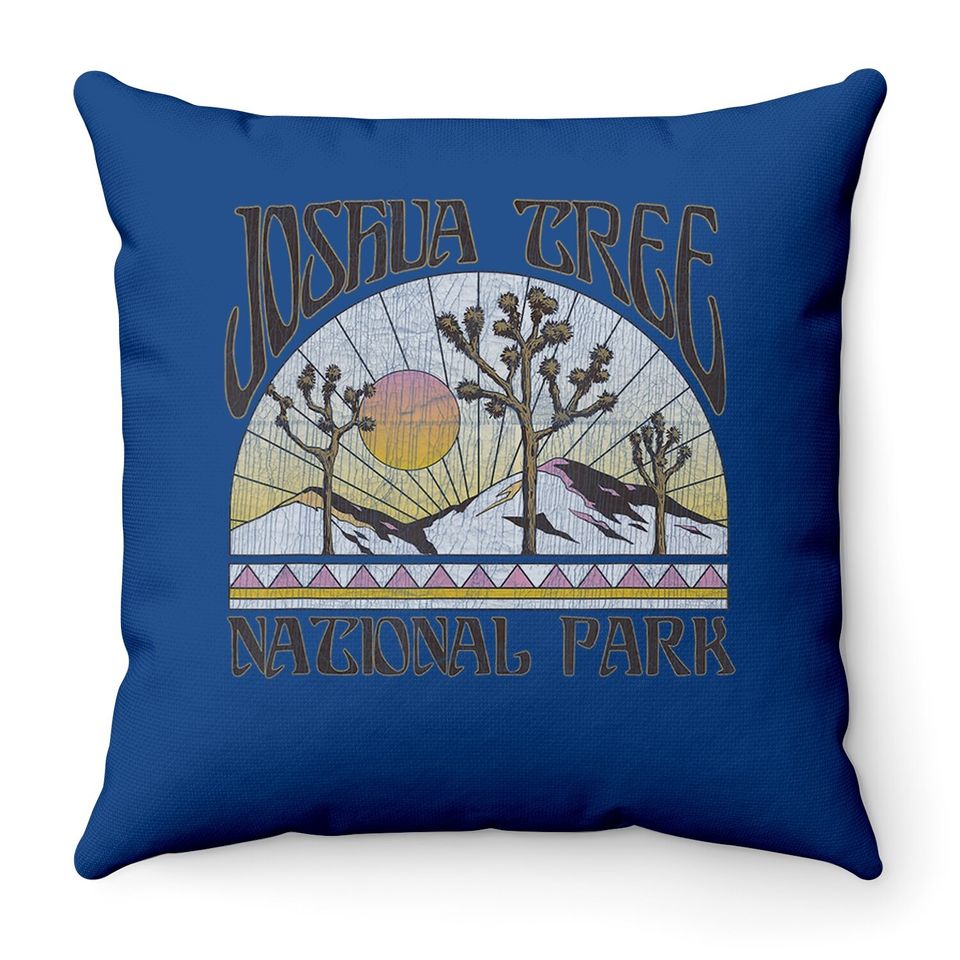 Vintage Joshua Tree National Park Retro Outdoor Camping Hike Throw Pillow
