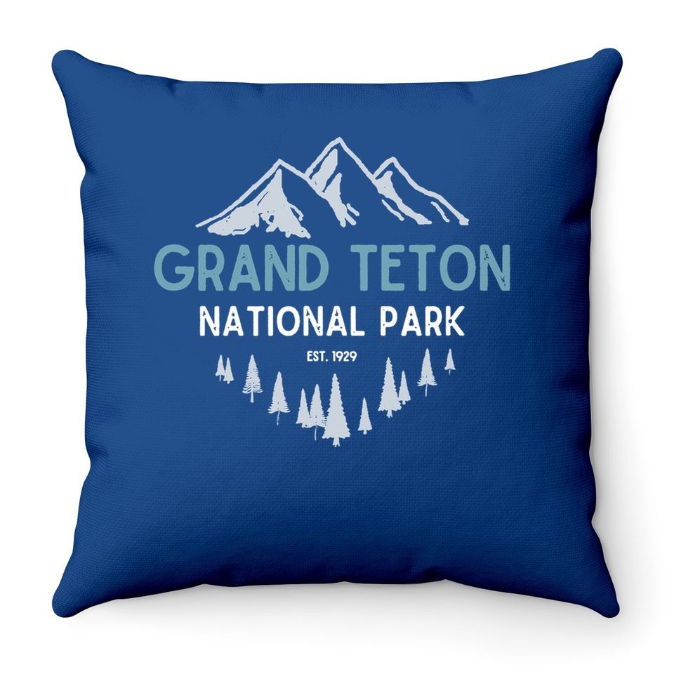 Grand Teton National Park Est 1929 Vintage National Park Wy Throw Pillow