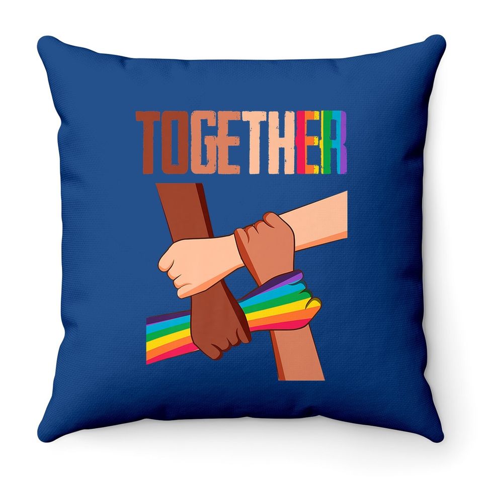Equality Social Justice Human Rights Together Rainbow Hands Throw Pillow