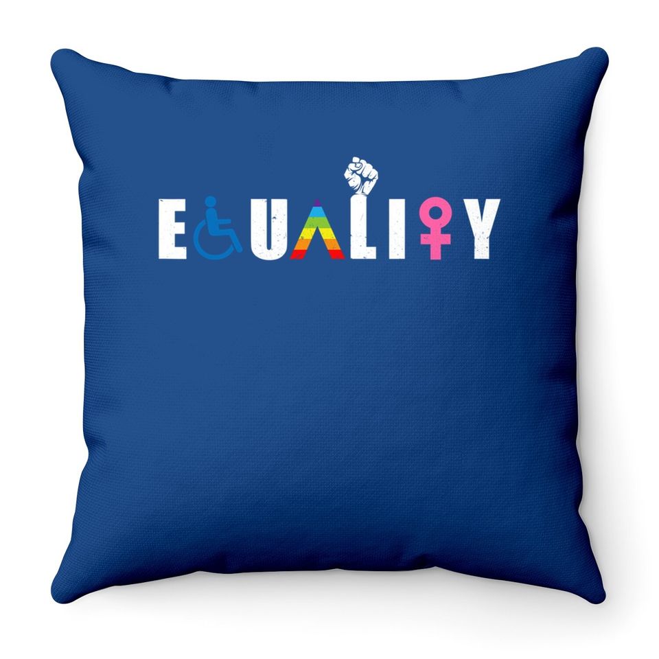 Equality Lgbt-q Gay Pride Flag Proud Ally Rainbow Fist Throw Pillow