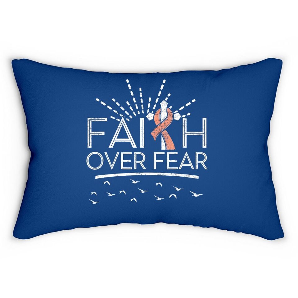 Faith Over Fear Peach Ribbon Uterine Cancer Lumbar Pillow