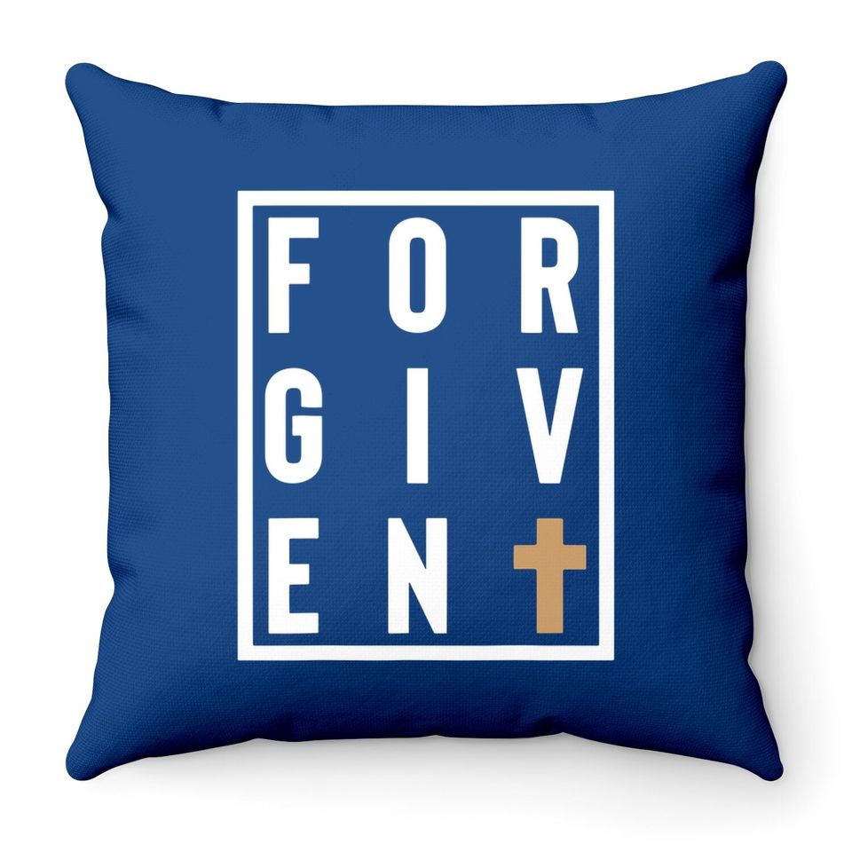 Forgiven Cross Jesus God Christian Faith Word Box Throw Pillow