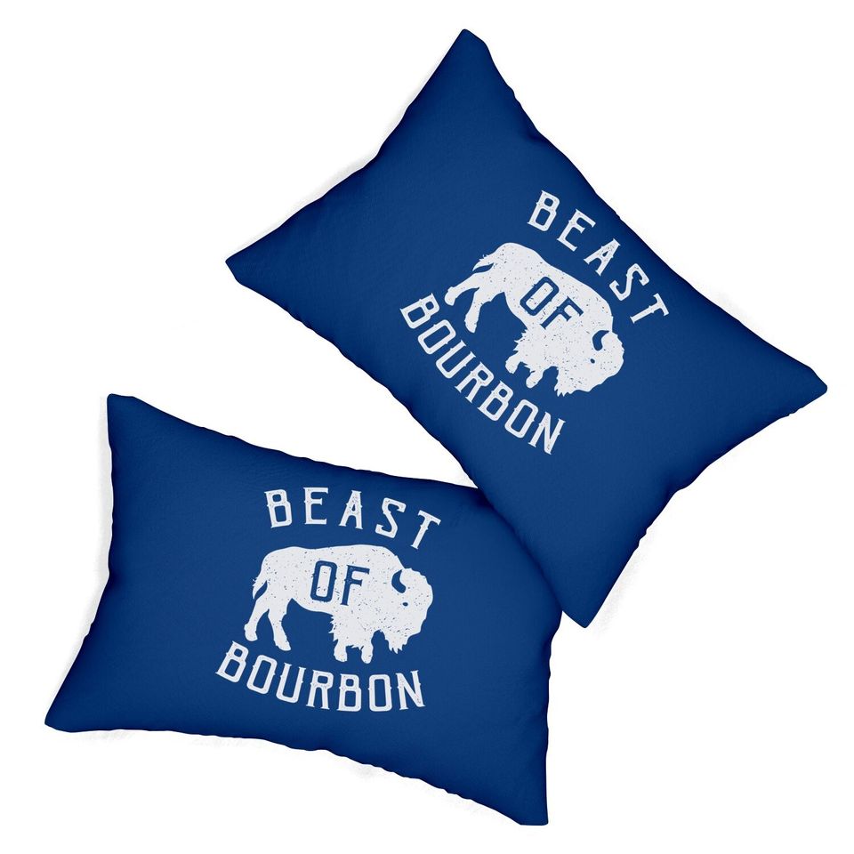 Beast Of Bourbon Drinking Whiskey Design Bison Buffalo Party Lumbar Pillow
