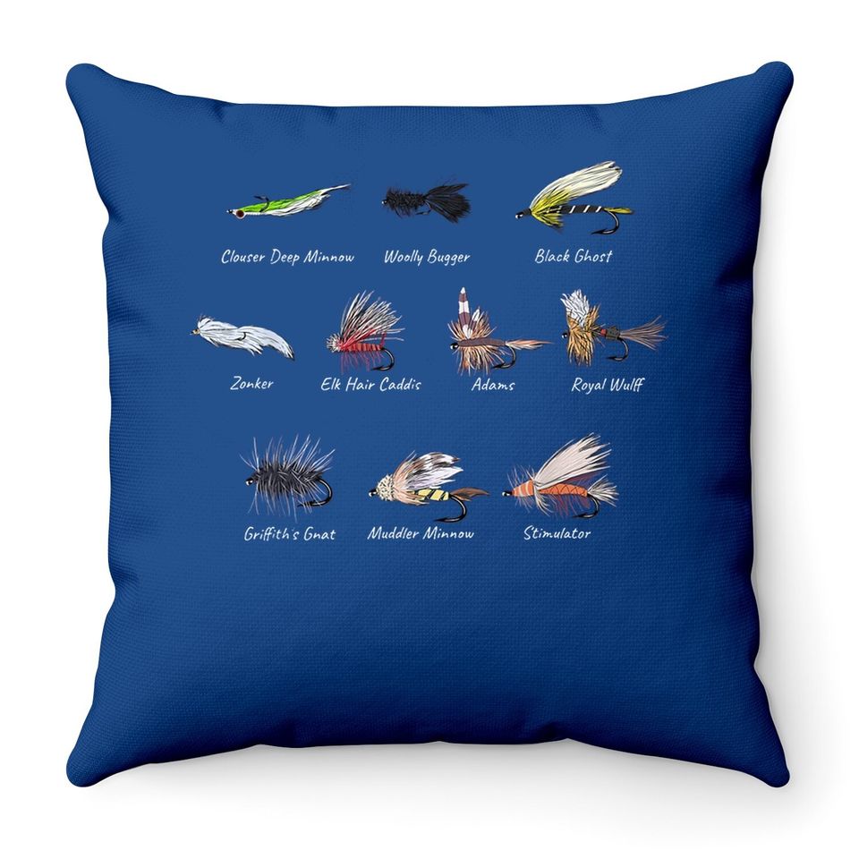 Fly Fishing Flies Lures Fisherman Outdoor Gear For Throw Pillow