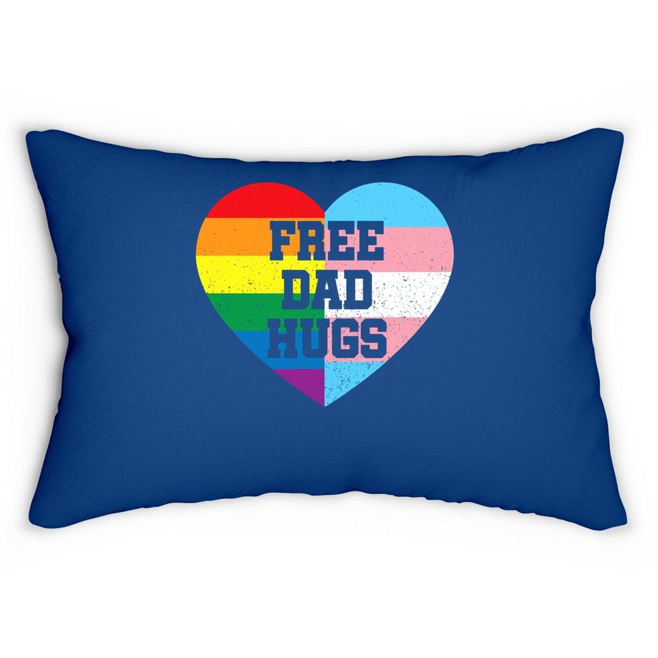 Free Dad Hugs Pride Lgbt Rainbow Flag Family Lumbar Pillow