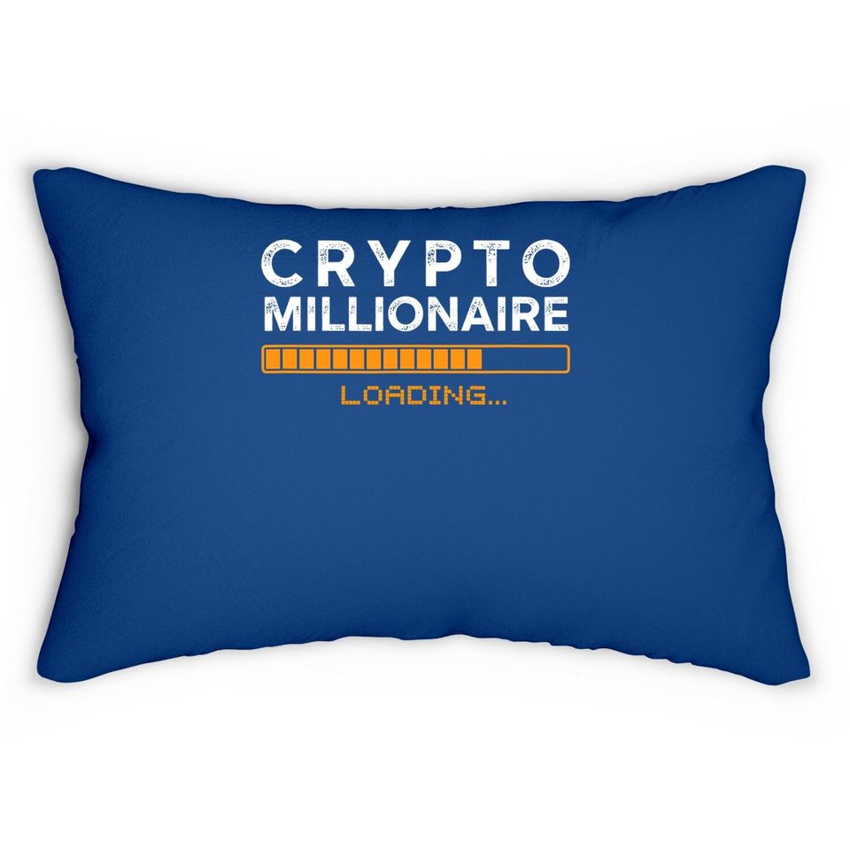 Crypto Millionaire Loading Funny Bitcoin Ethereum Currency Lumbar Pillow