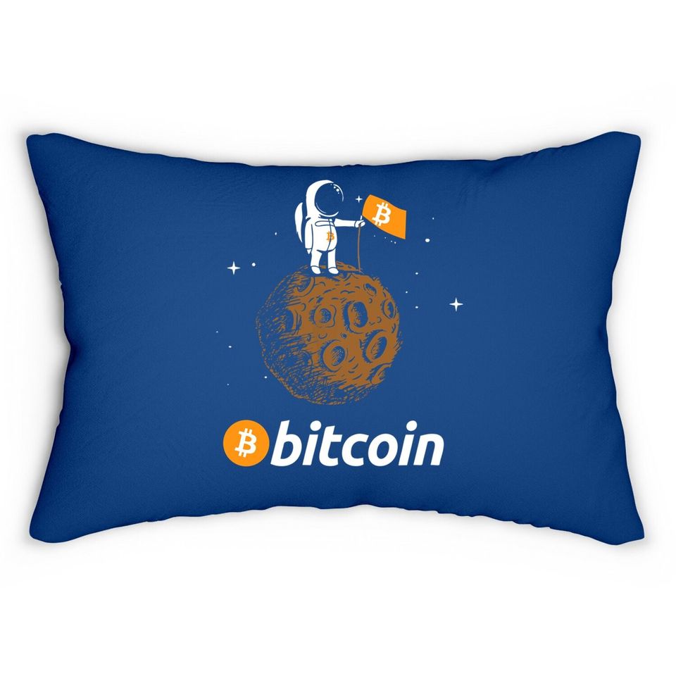 Bitcoin Btc Crypto To The Moon Lumbar Pillow Featuring Astronaut Lumbar Pillow