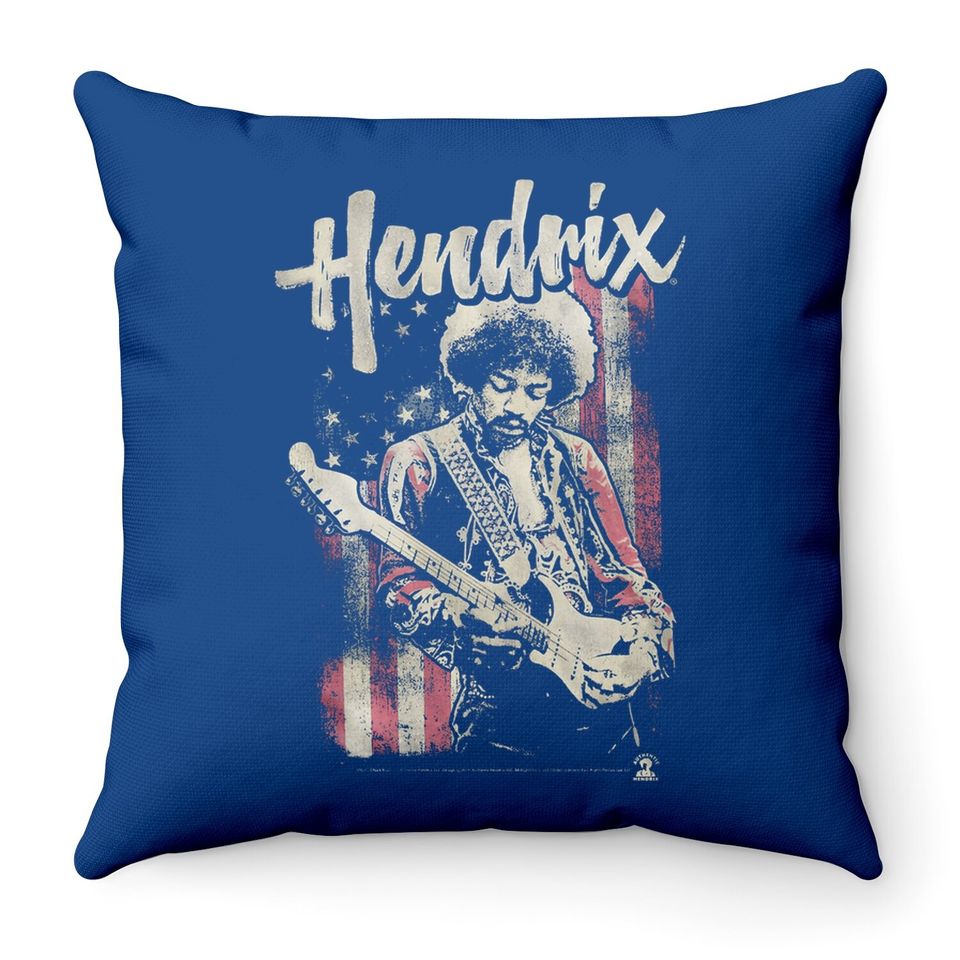 Jimi Hendrix - Flag Hendrix Throw Pillow