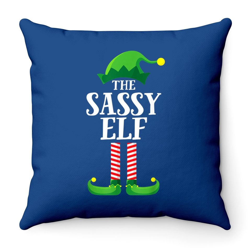 Sassy Elf Matching Family Group Christmas Party Pajama Throw Pillow