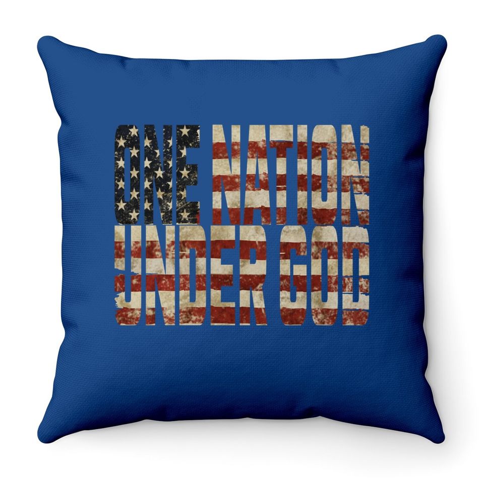 One Nation Under God Weathered American Flag Patriotic Throw Pillow