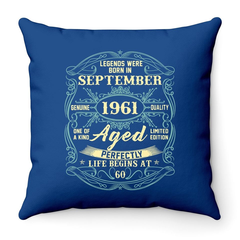 September 1961 60th Birthday Gift 60 Year Throw Pillow