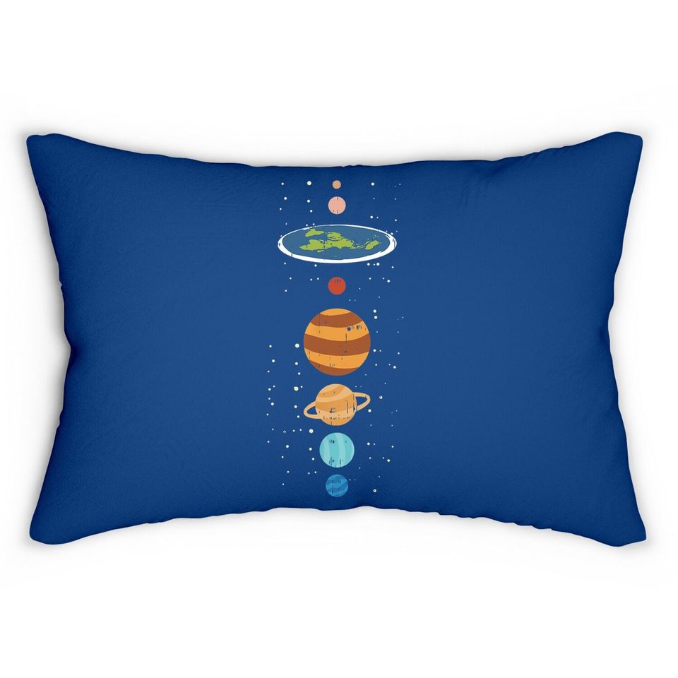 Flat Earth And Planets Funny Conspiracy Theory Earthers Gift Lumbar Pillow
