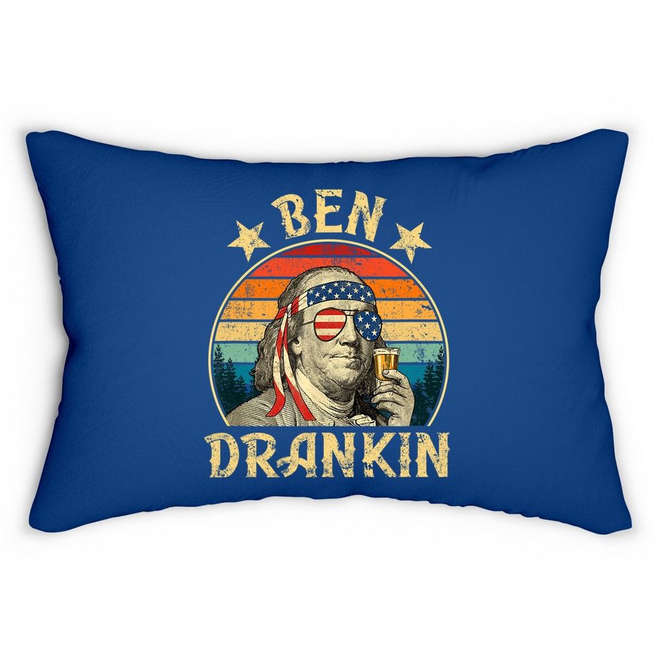 Ben Drankin Funny 4th Of July Vintage Retro Lumbar Pillow