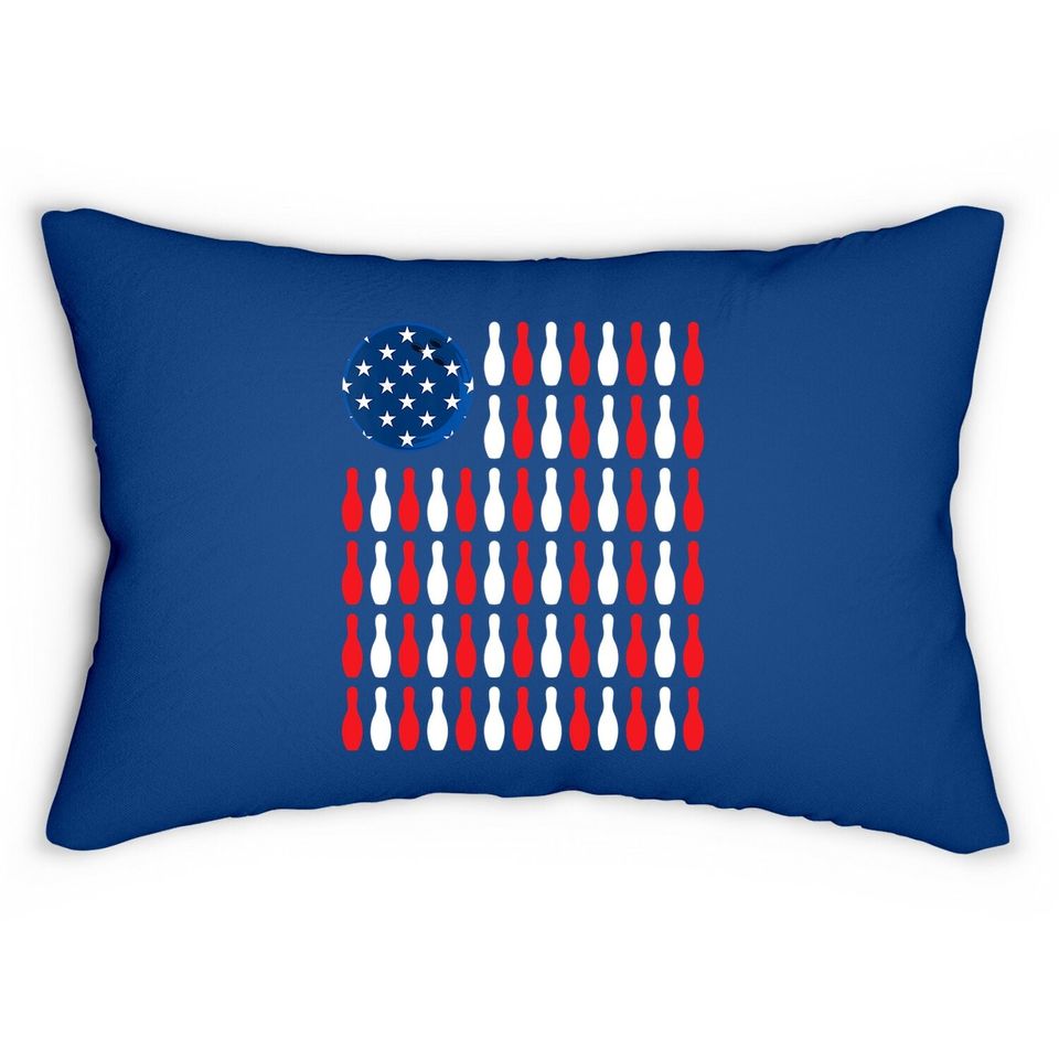 American Flag - Patriotic Bowler & Bowling Lumbar Pillow