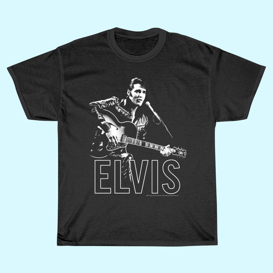 Elvis Presley The King Rock Guitar in Hand Adult T-Shirt