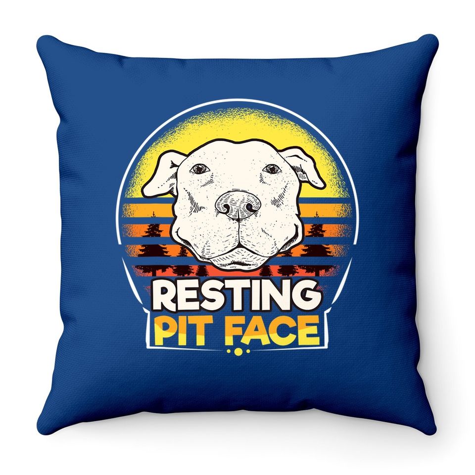 Resting Pit Face Vintage Throw Pillow Pitbull Dog Beach