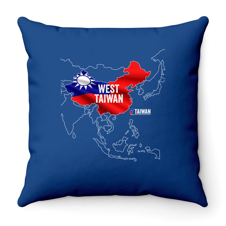 West Taiwan China Map Throw Pillow