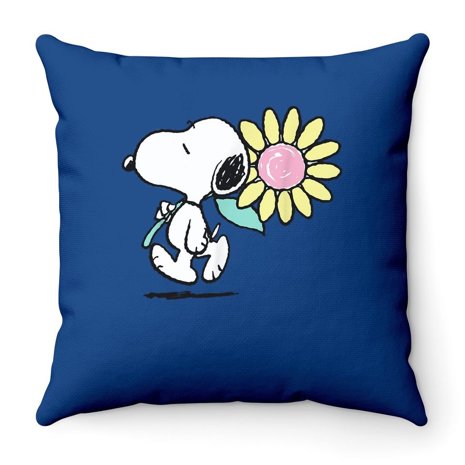 Peanuts Snoopy Pink Daisy Flower Throw Pillow