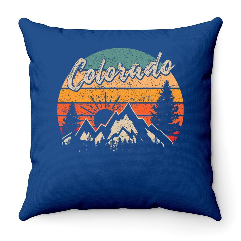 Colorado Vintage Retro Mountains Mountaineer Usa Throw Pillow