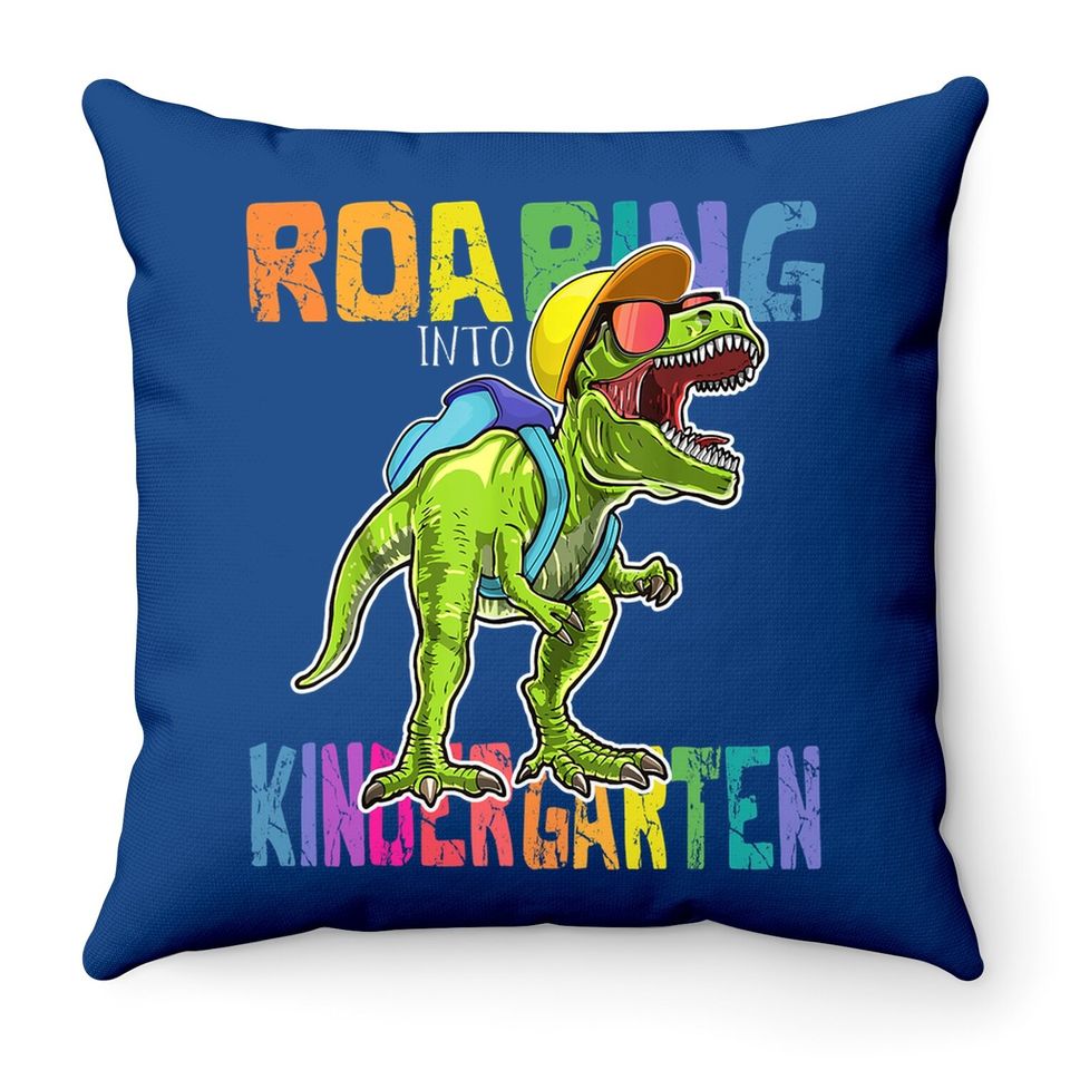 Roaring Kindergarten Dinosaur T Rex Back To School Boys Throw Pillow