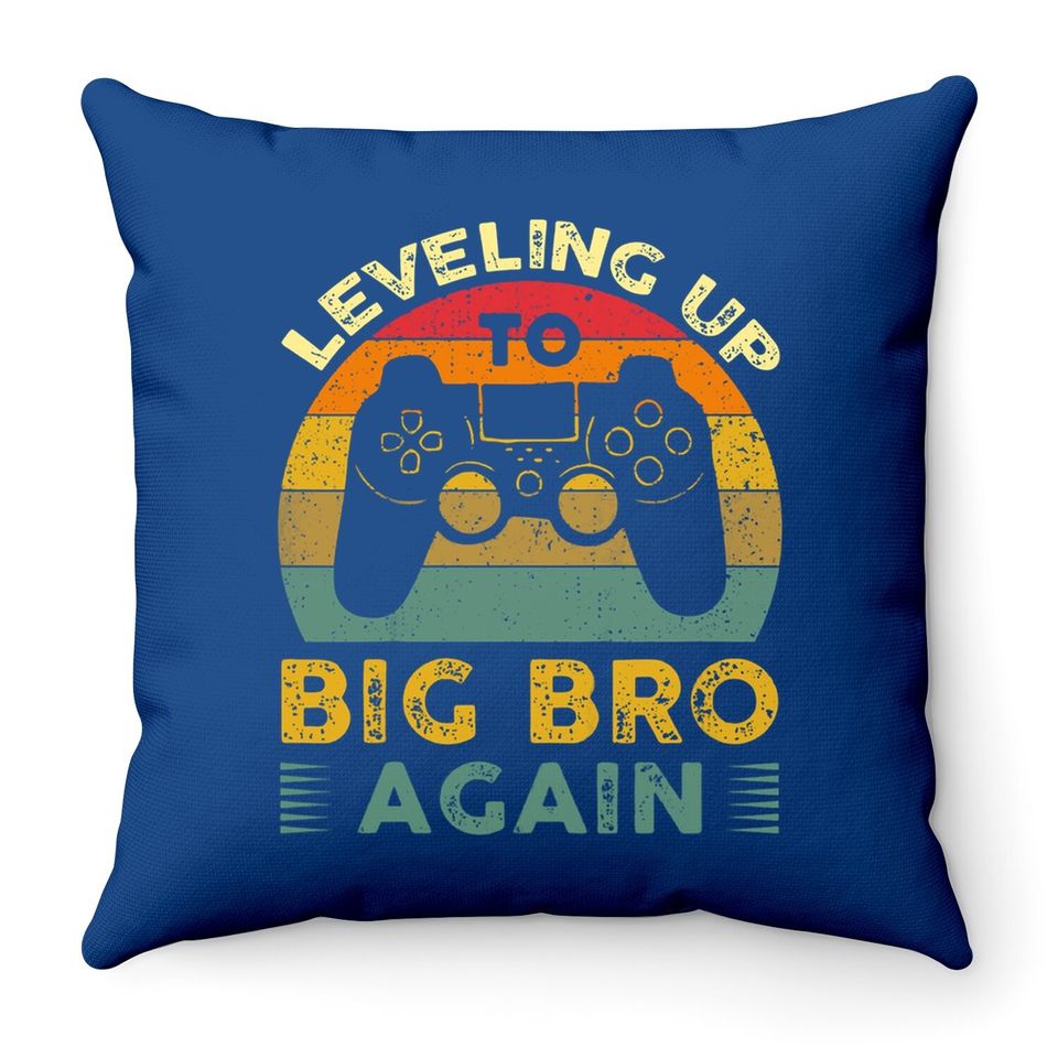 Leveling Up To Big Bro Again Vintage Gift Big Brother Again Throw Pillow