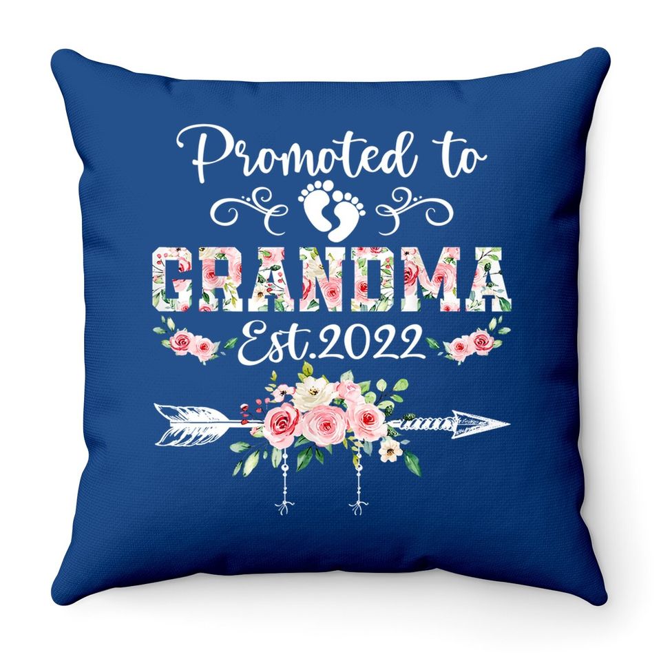 Promoted To Grandma Floral Leveled Up To Grandma Throw Pillow