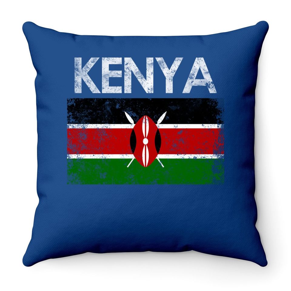 Vintage Kenya Kenyan Flag Pride Throw Pillow