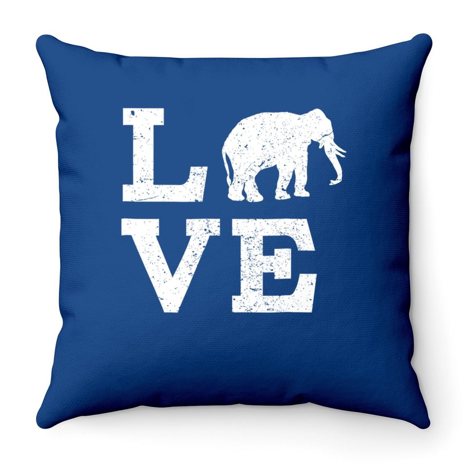 I Love Elephants Throw Pillow
