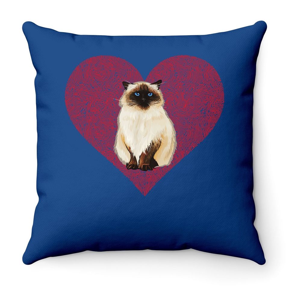 The Himalayan Valentines Day Cat Love Fingerprint Throw Pillow