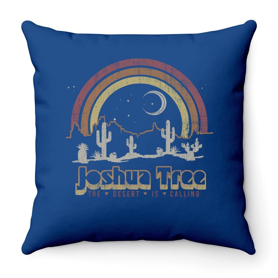 Joshua Tree Desert Rainbow Vintage Retro Outdoors Throw Pillow