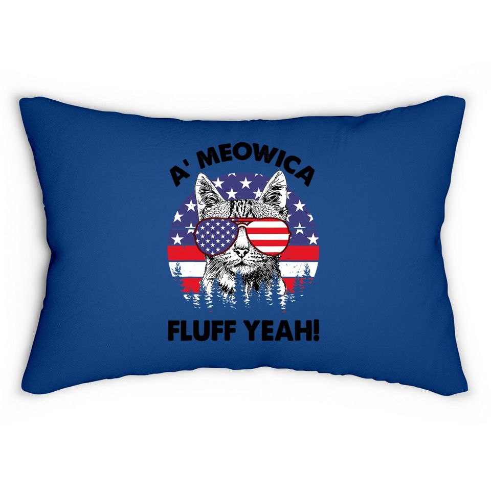 Meowica Fluff Yeah Patriotic American Lumbar Pillow