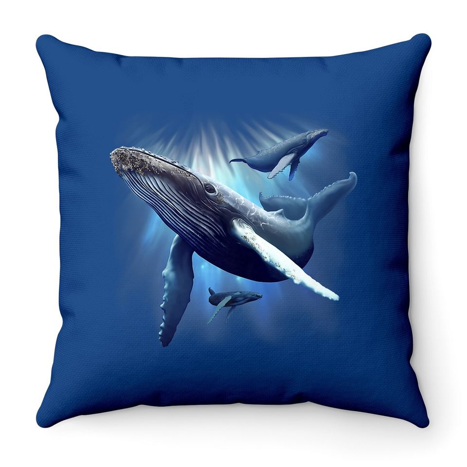 Blue Whale Humpback Marine Sea Animal Ocean Save Whales Throw Pillow