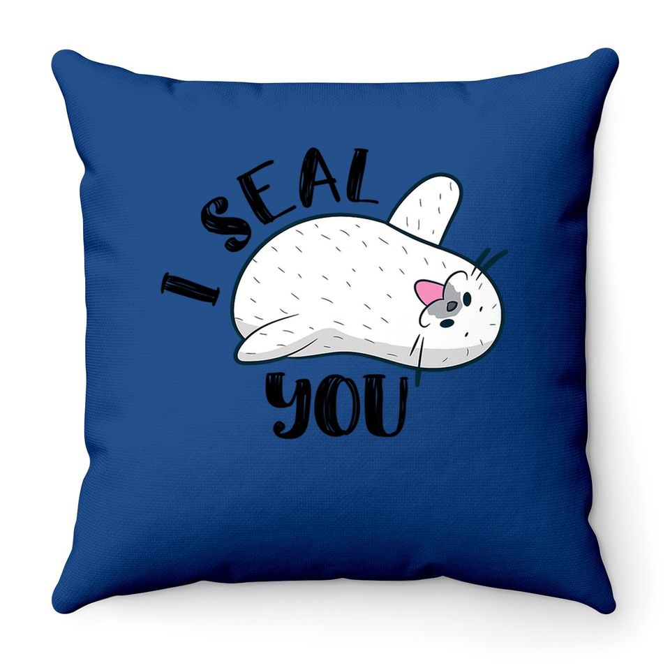Sweet "i Seal You" Harp Seal Throw Pillow