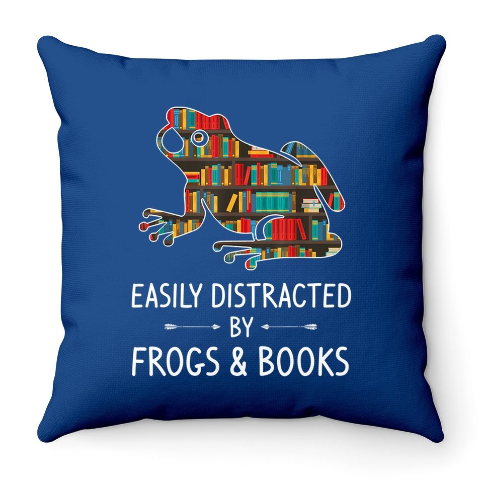 Easily Distracted By Frogs Books Toad Animals Amphibians Throw Pillow