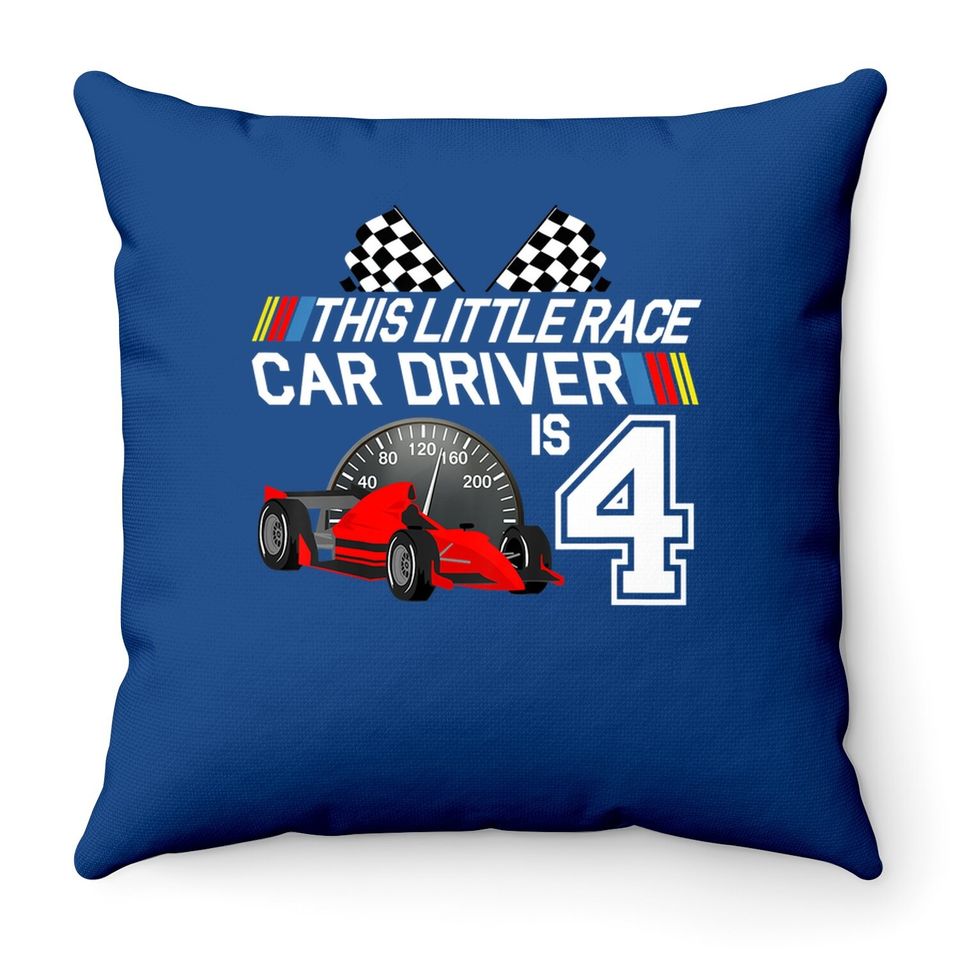 4 Year Old Race Car Birthday Throw Pillow 4th Racing Party Throw Pillow