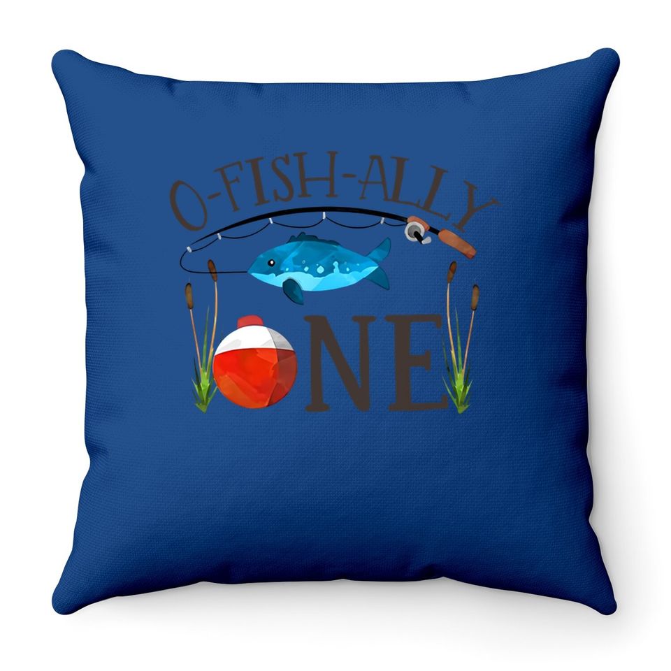O-fish-ally- One Boys 1st Birthday Throw Pillow Fishing First Birthday Boy Outfit