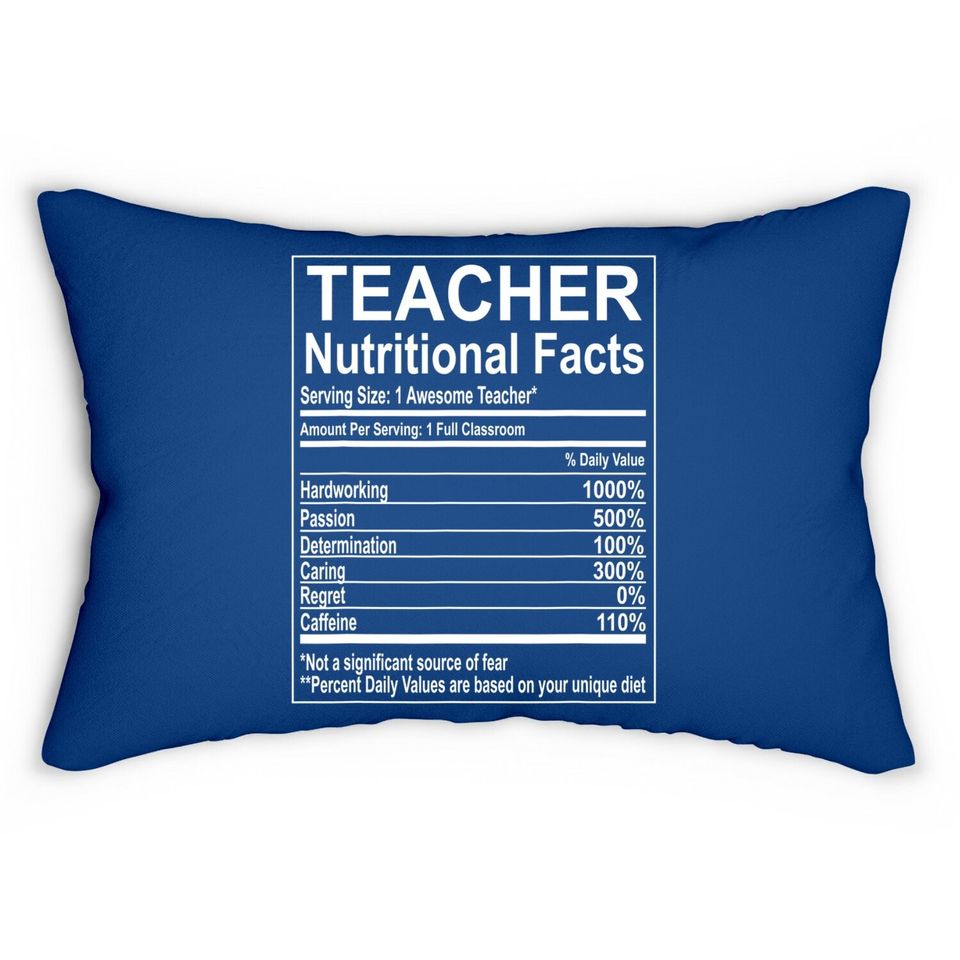 School Teacher Nutrition Facts Educator Lumbar Pillow