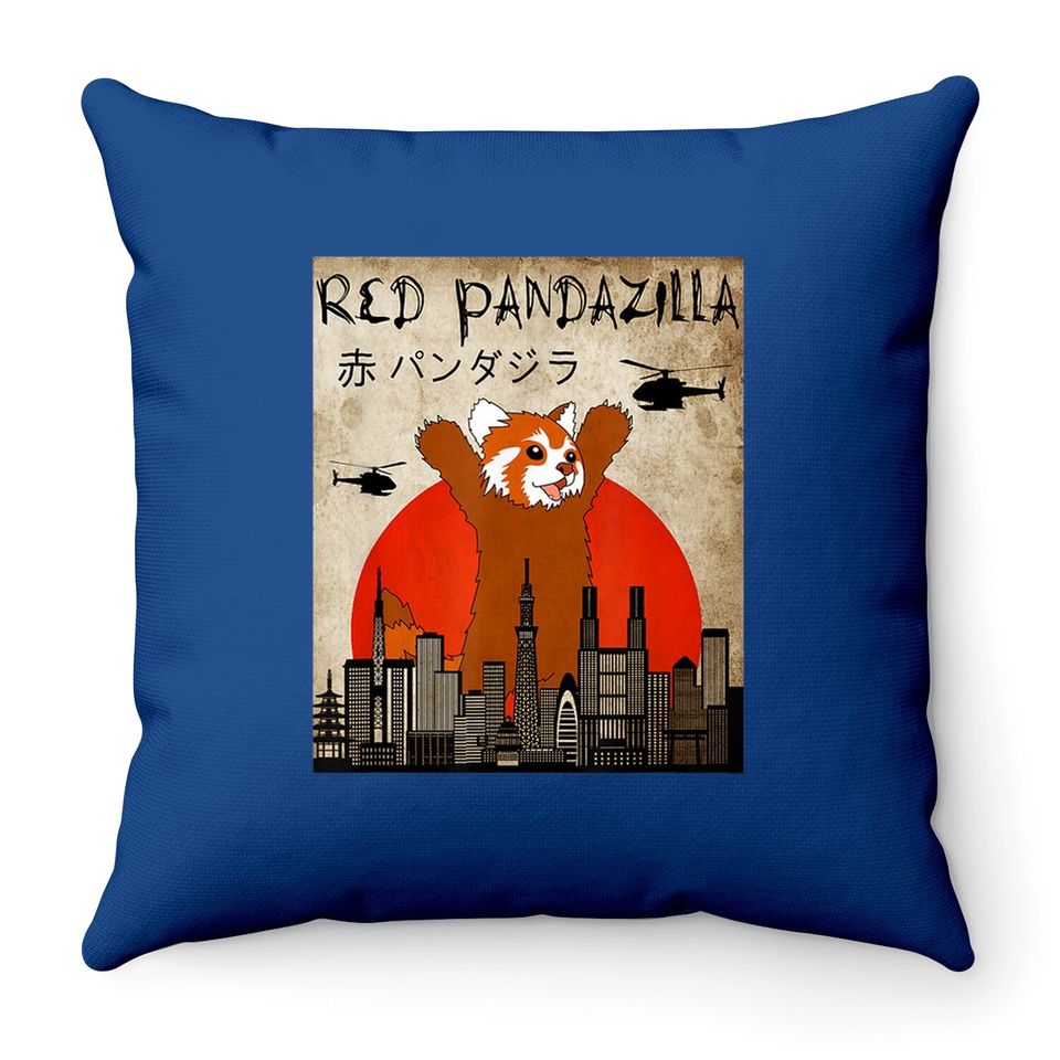 Red Panda Red Pandazilla Throw Pillow