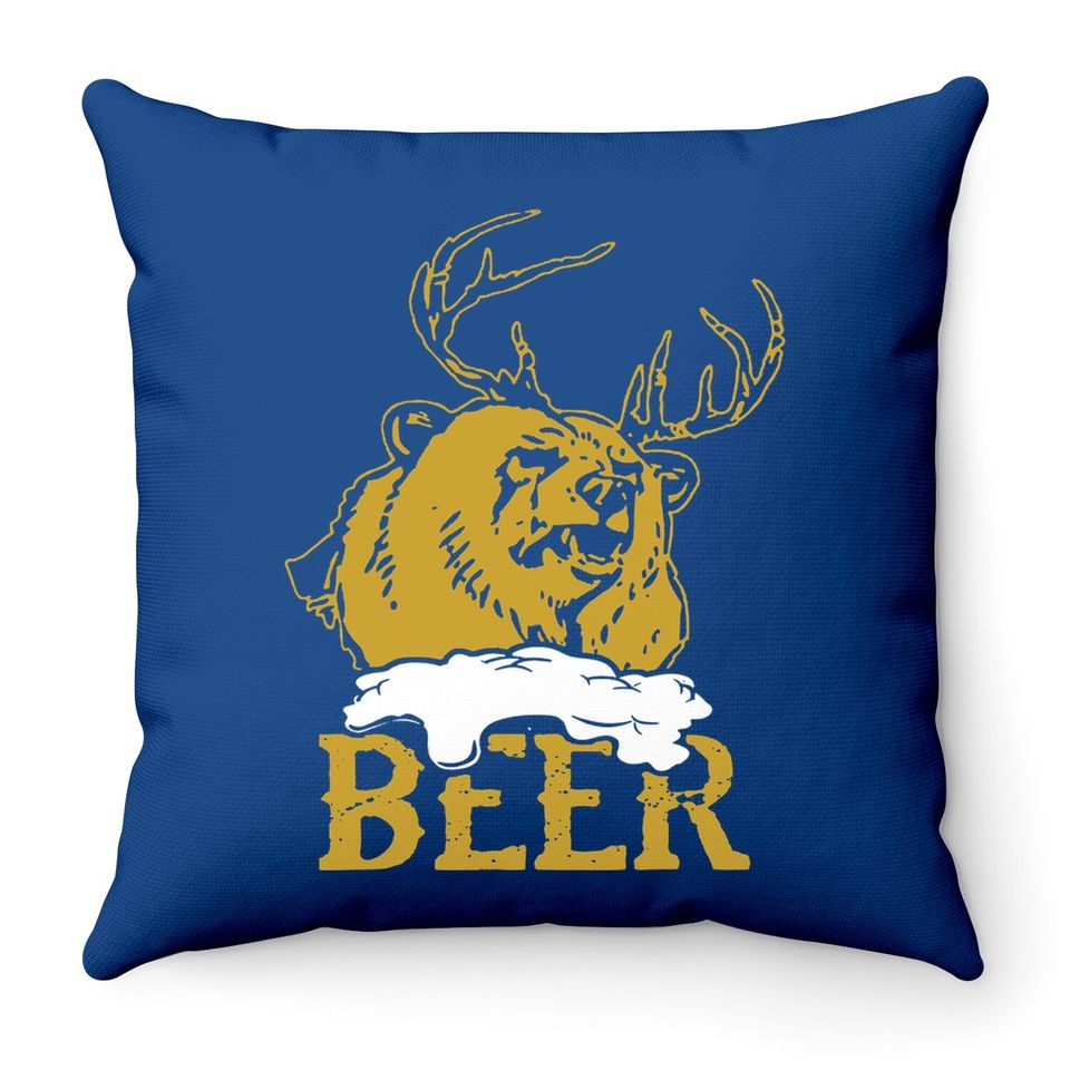 Beer Deer Bear Throw Pillow
