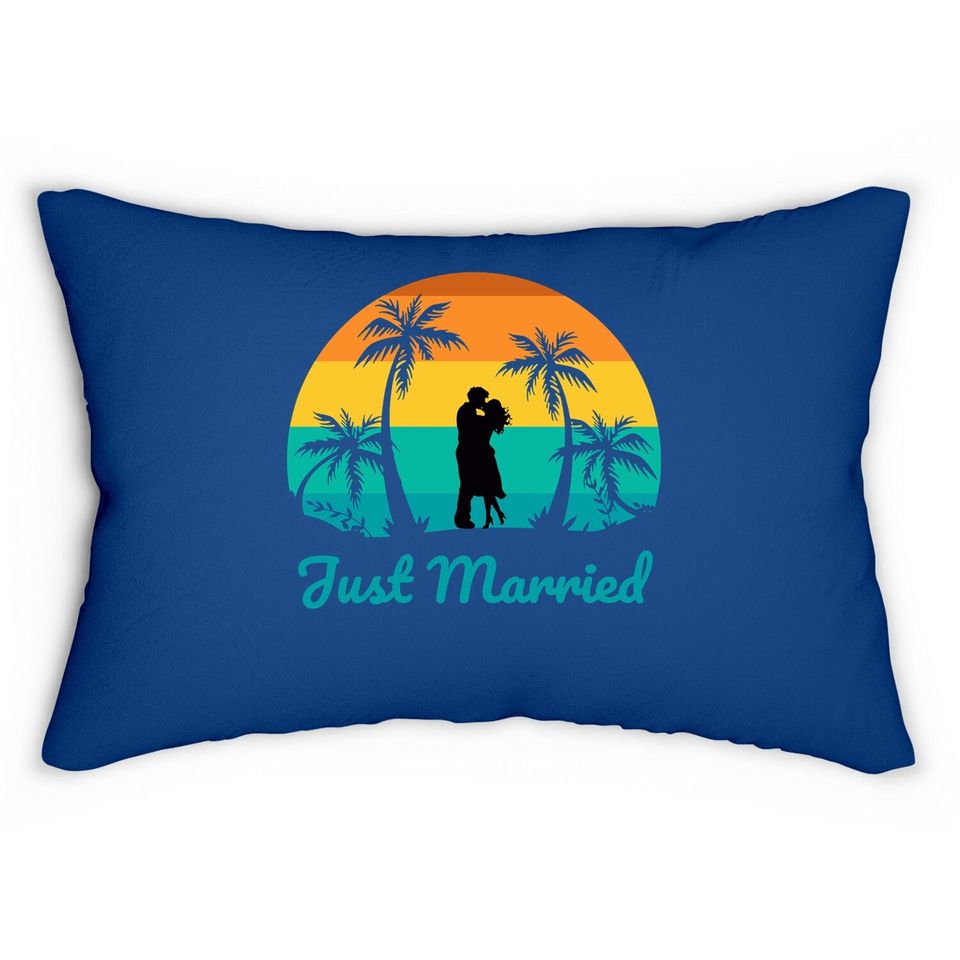 Just Married Lumbar Pillow Couple Honeymoon Matching Tropical Paradise