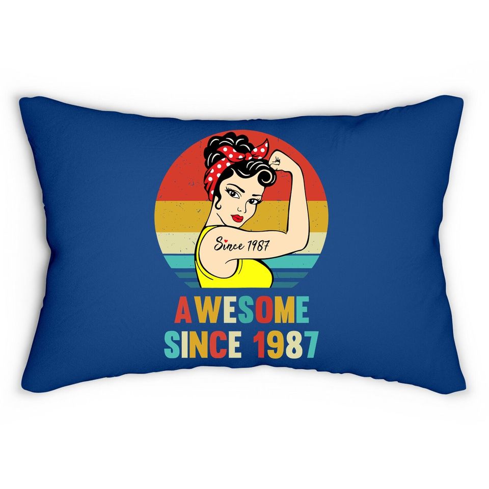 Vintage 34th Birthday 1987 Gift For 34 Year Old Woman Lumbar Pillow
