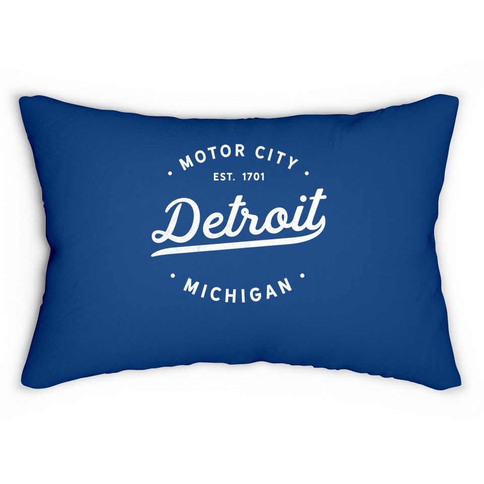Classic Retro Vintage Detroit Michigan Motor City Lumbar Pillow