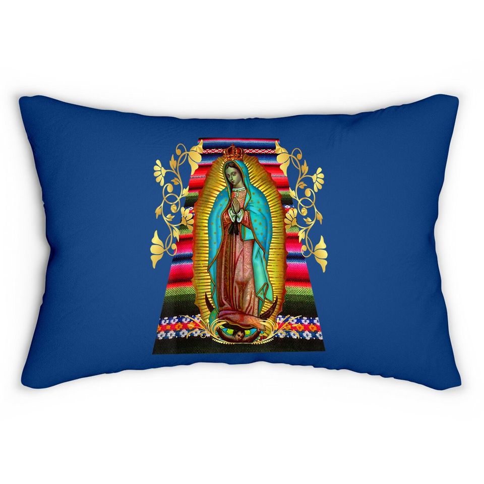 Our Lady Of Guadalupe Virgin Mary Mexico Zarape Lumbar Pillow