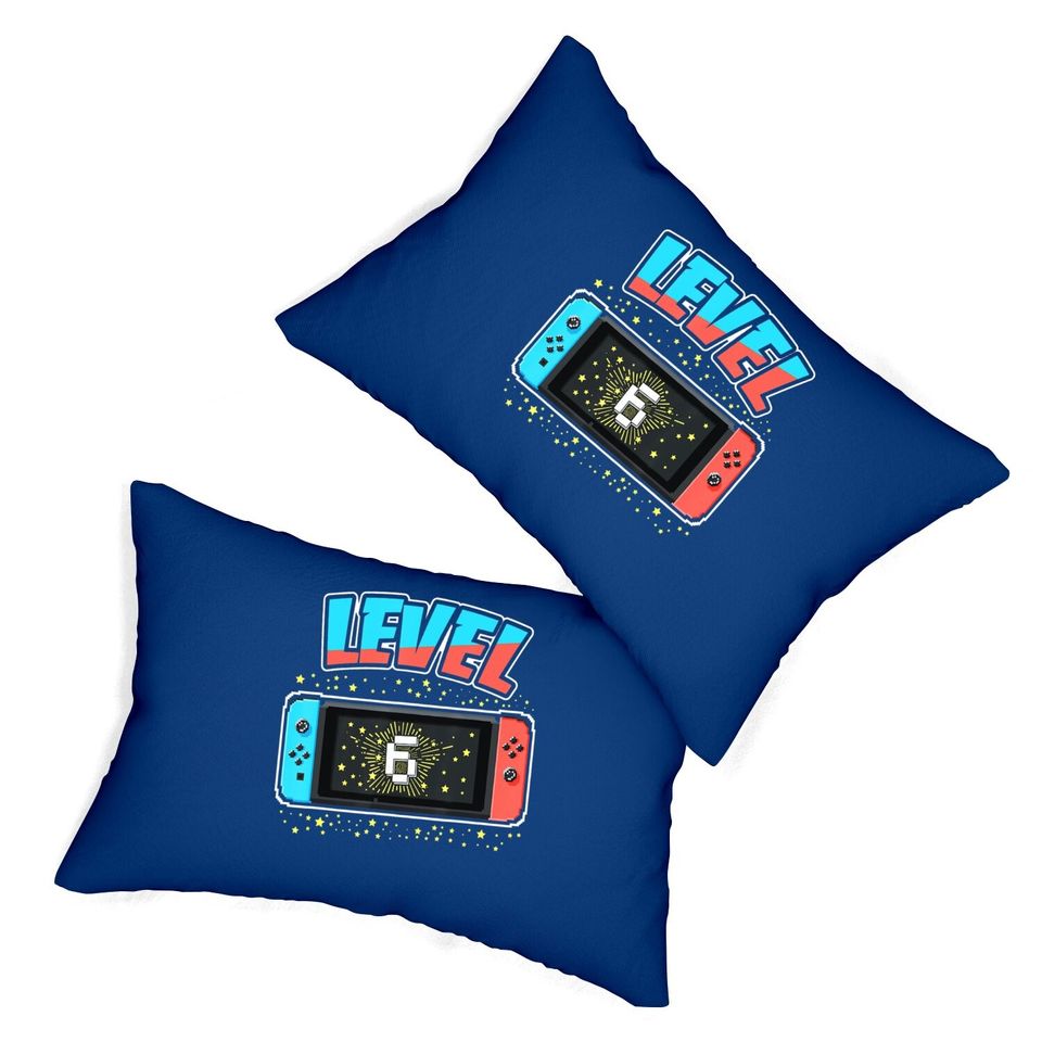 Level 6 Birthday T Boy 6 Years Old Video Games Lumbar Pillow