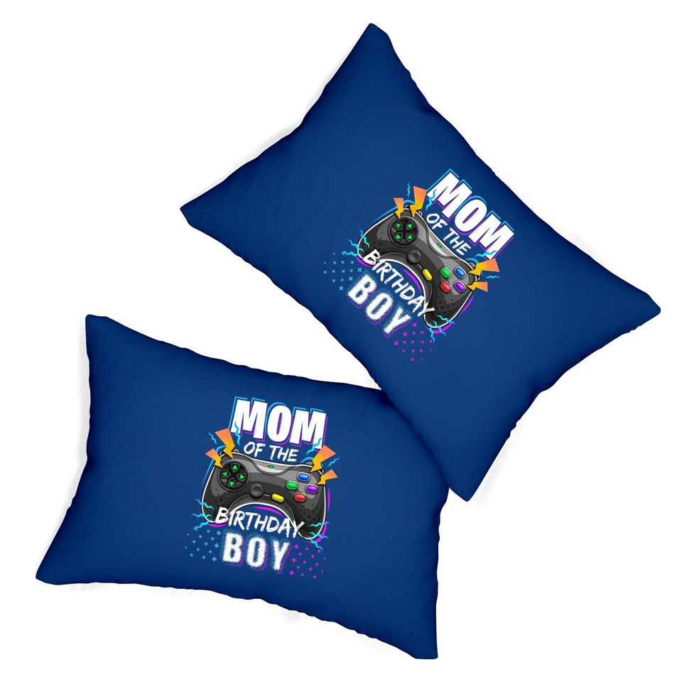 Mom Of The Birthday Boy Matching Video Gamer Lumbar Pillow