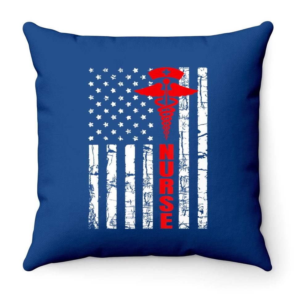 Patriotic American Usa Flag Registered Nurse Throw Pillow
