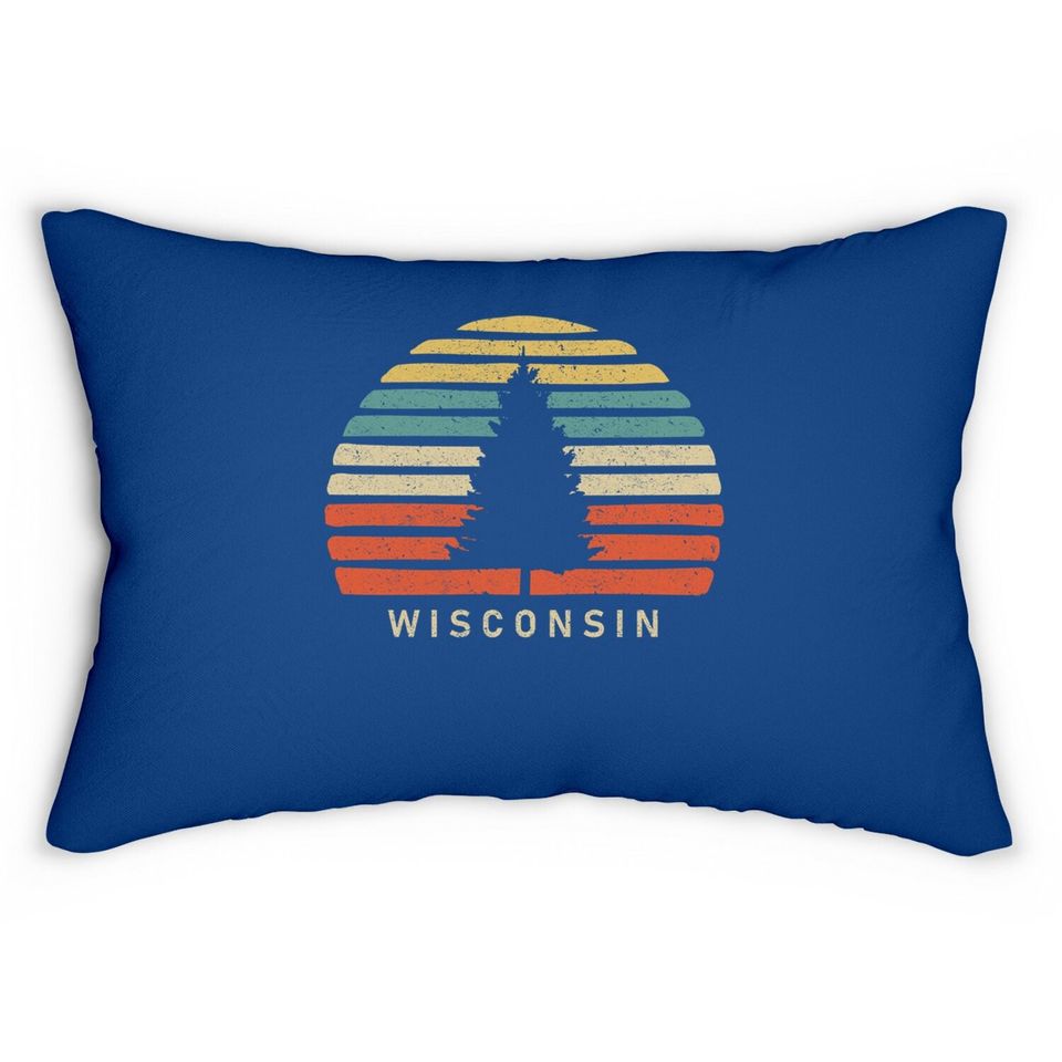 Retro Sunset Wisconsin Lumbar Pillow