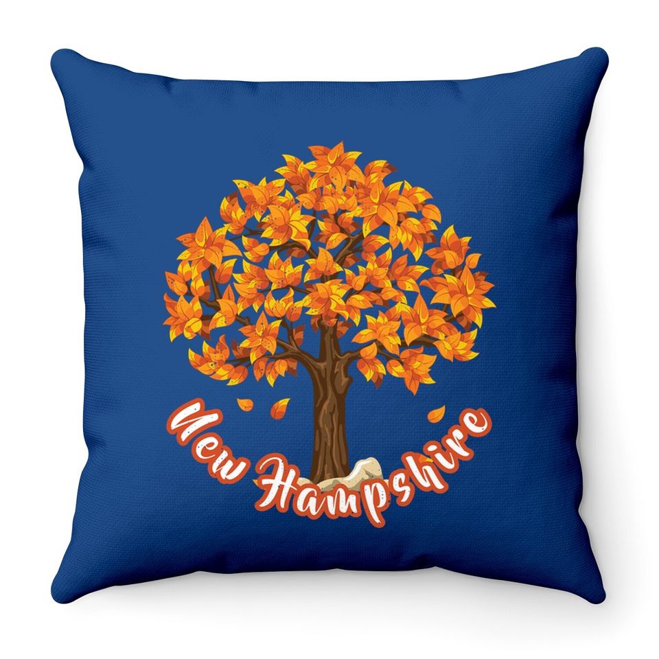 Distressed Visit New Hampshire Autumn Leaves Leaf Peeping Throw Pillow